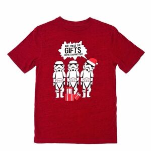 Star Wars Stormtrooper Red Christmas Gifts Holiday Graphic T-shirt Boys Medium